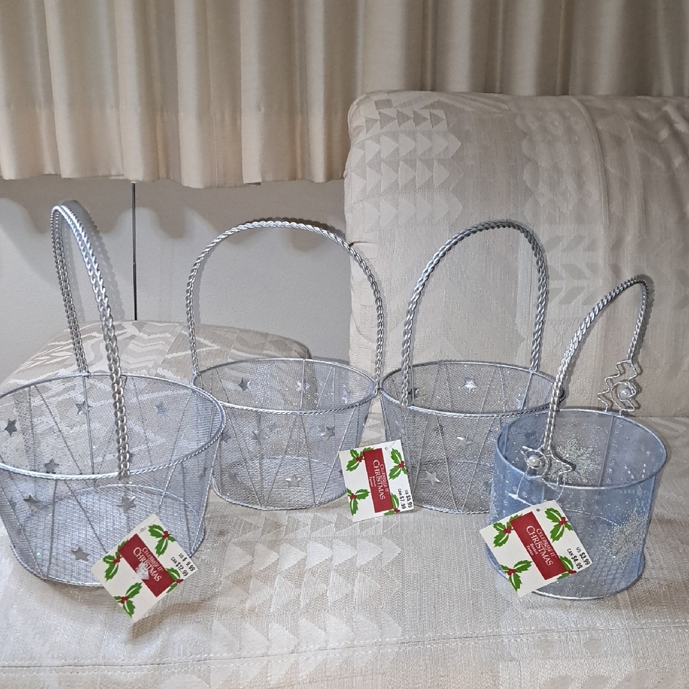 Silver Starry Party Baskets Set 4